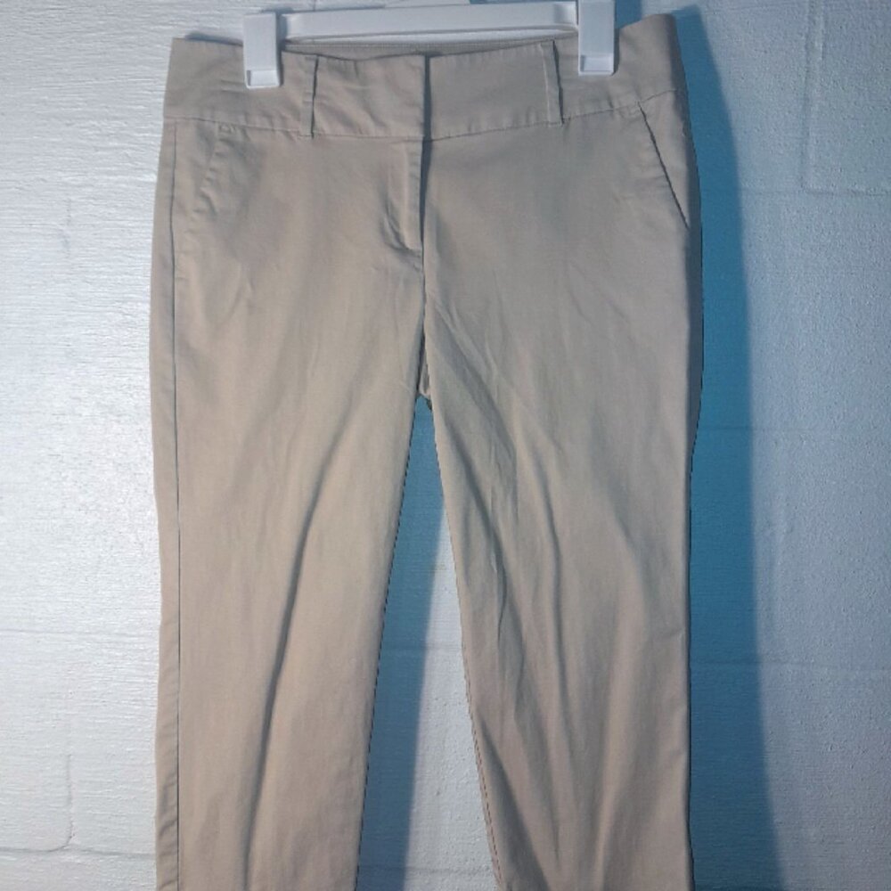 Ann Taylor Petite Signature Chino Tan Khaki Pants Women's Size 8 Cotton Stretch